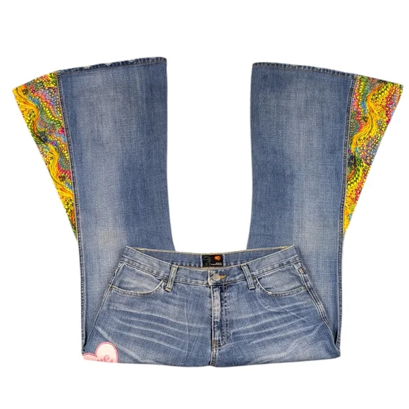 Energie X-Perience Y2K Custom Bell Bottom sz 31 Psychedelic Festival Flare J1737 - Picture 2 of 10